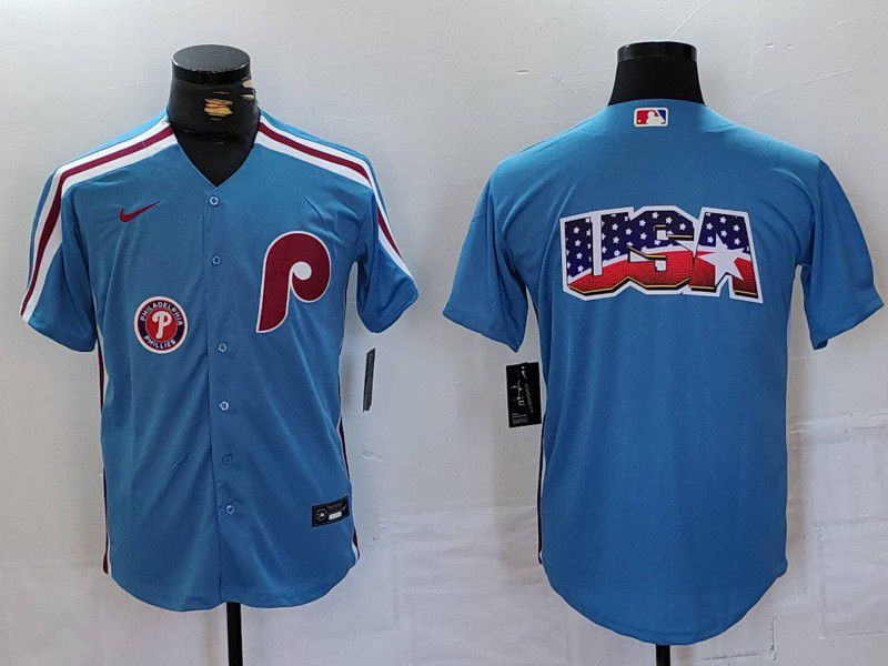 Men Philadelphia Phillies Blank Blue Throwback 2024 Nike MLB Jersey style 2->philadelphia phillies->MLB Jersey